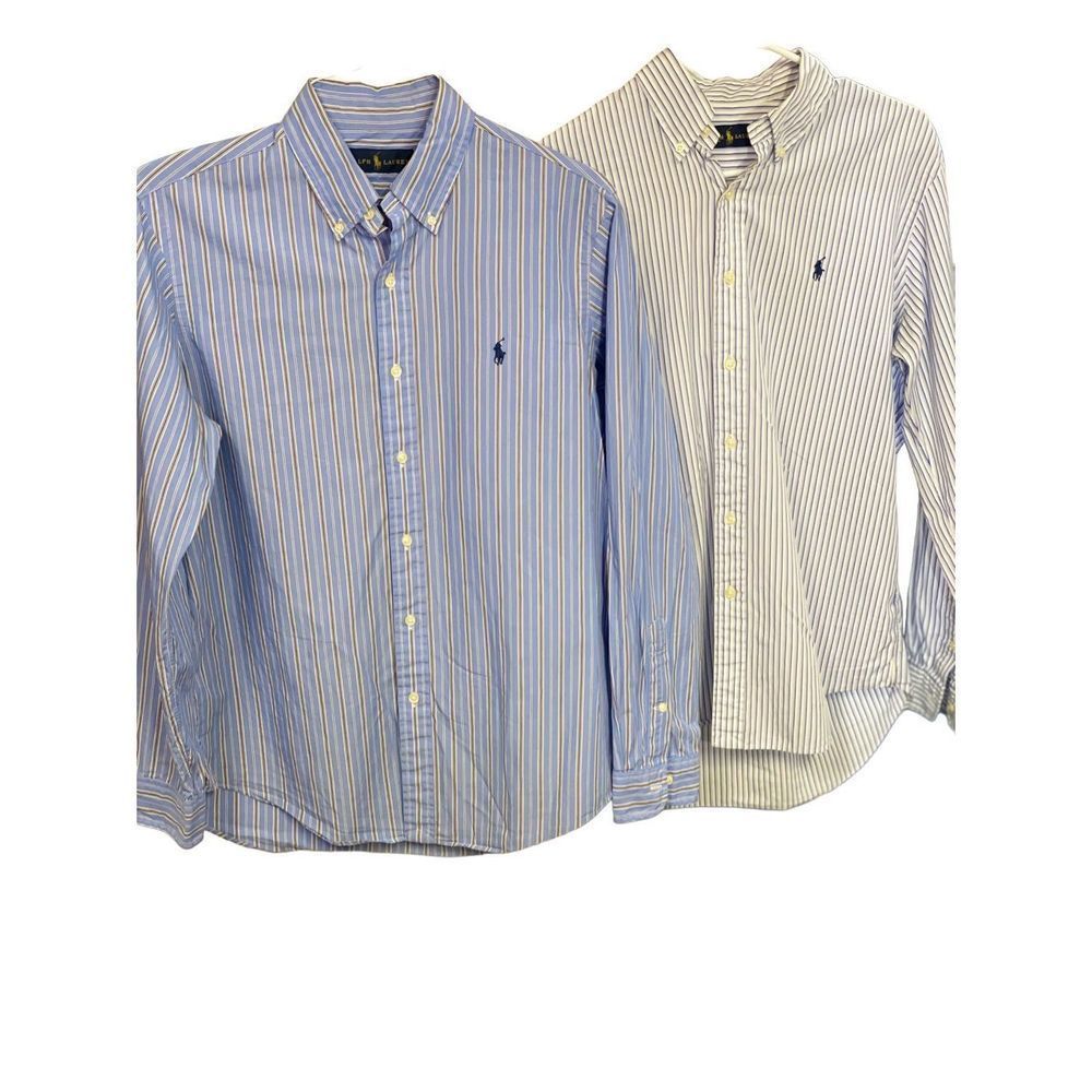 (2 Ralph Lauren Polo button down shirt long sleeve size is medium on both shirts